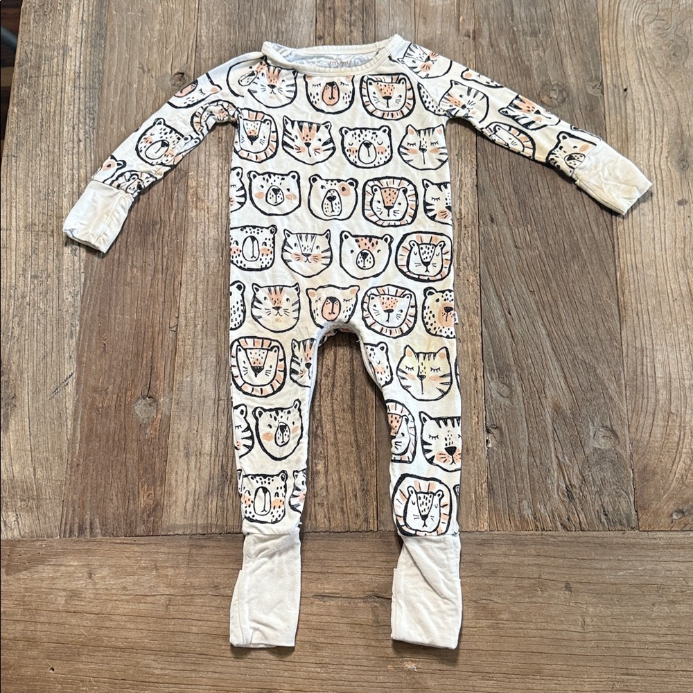 Little Sleepies Cream and Gray Baby Onesie